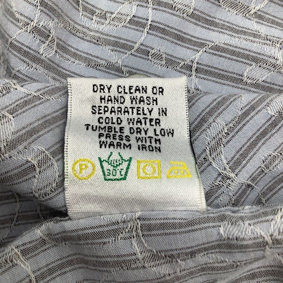 Bugatchi Mens Long Sleeve Button Up Shirt Gray Blue Striped Size Medium - Picture 7 of 7